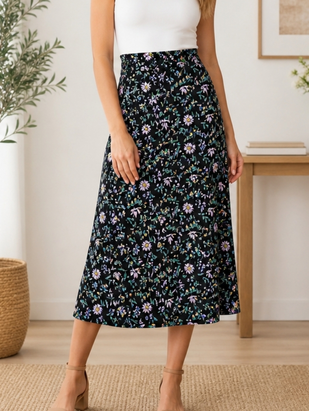 Gilli Floral Midi Skirt – Effortless Feminine Size Large